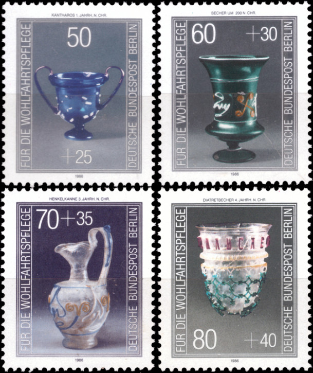 Briefmarken Berlin 1986: Mi.Nr. 765-768, Wohlfahrt: Kostbare Gläser. Postfrisch