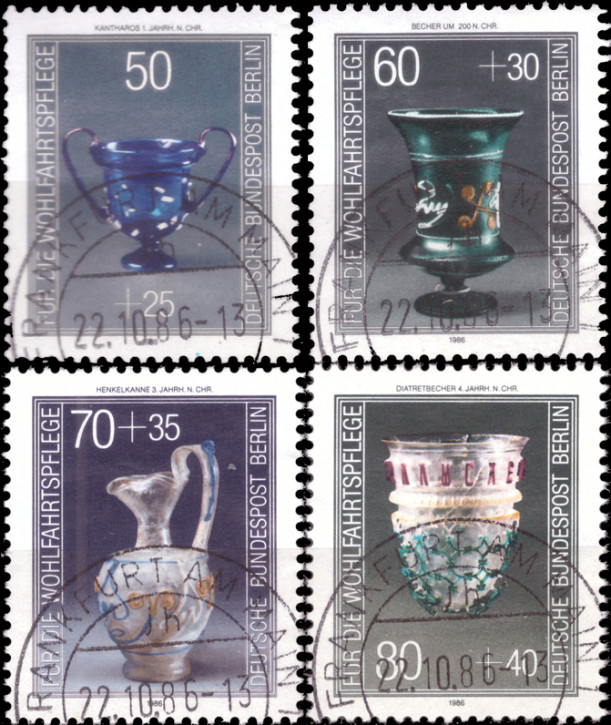 Briefmarken Berlin 1986: Mi.Nr. 765-768, Wohlfahrt: Kostbare Gläser. Gestempelt