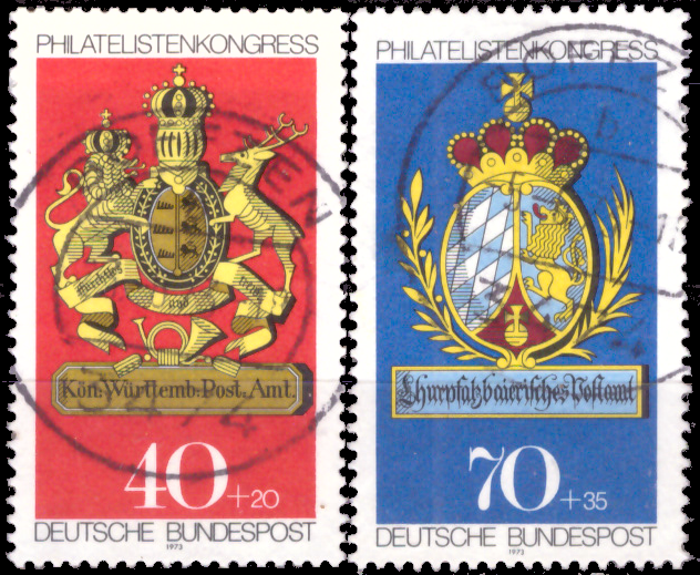 Briefmarken BRD (Bund) 1973, Mi.Nr. 766-767 (Blockmarken). Philatelistenkongress. Gestempelt