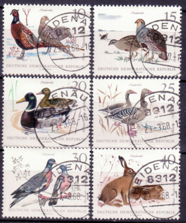 Briefmarken DDR 1968, Mi. Nr. 1357-1362, Niederwild, Gestempelt
