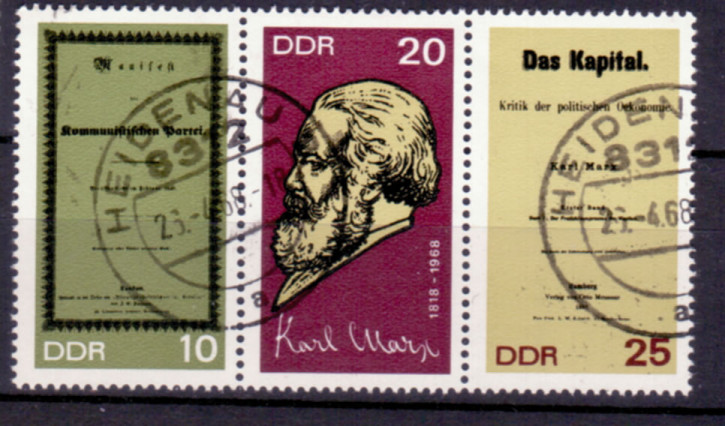 Briefmarken DDR 1968, Mi. Nr. 1365-1367 (WZd195), Karl Marx, Gestempelt