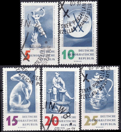 Briefmarken: DDR 1960, Mi.Nr. 774-778, Meissner Porzellan, Gestempelt