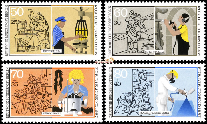 Briefmarken Berlin 1987, Mi.Nr. 780-783, Jugend: Handwerksberufe. Postfrisch
