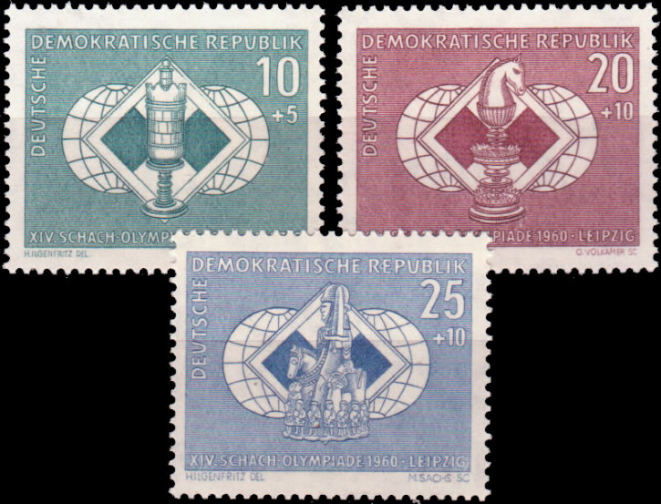 Briefmarken DDR 1960, Mi.Nr. 786-788, Schacholympiade, Postfrisch