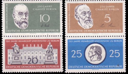 Briefmarken DDR 1960, Mi.Nr. 795/798 (S Zd 12) und 796/797 (S Zd 13), Charité und Humboldt-Universität, Postfrisch