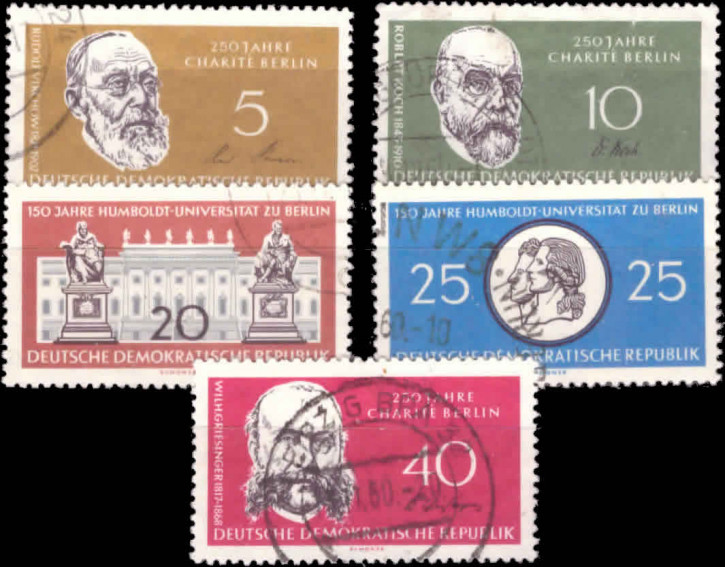 Briefmarken DDR 1960, Mi.Nr. 795-799, Charité und Humboldt-Universität, Gestempelt