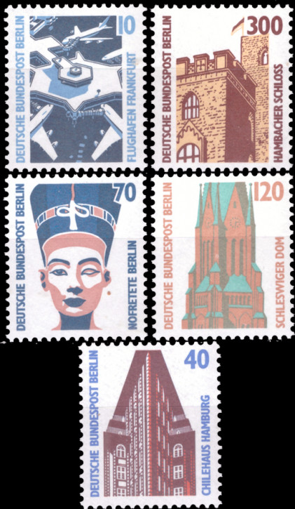 Briefmarken Berlin 1988, Mi.Nr. 798-799, 814-815, 816, Freimarken: Sehenswürdigkeiten (II-IV). Postfrisch