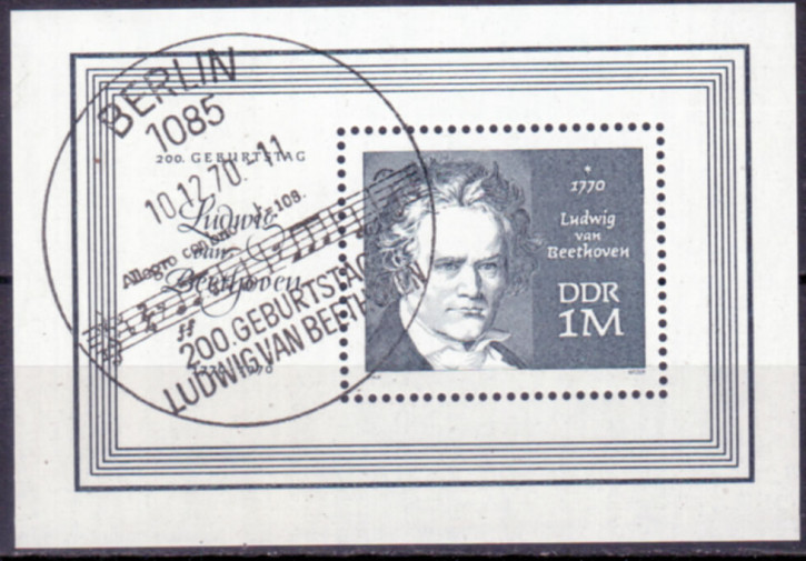 Briefmarken DDR 1970, Mi.Nr. Block 33, Ludwig van Beethoven. Gestempelt