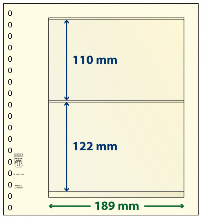 Lindner T-Blanko-Blätter mit 2 Streifen: 122 mm - 10er-Packung