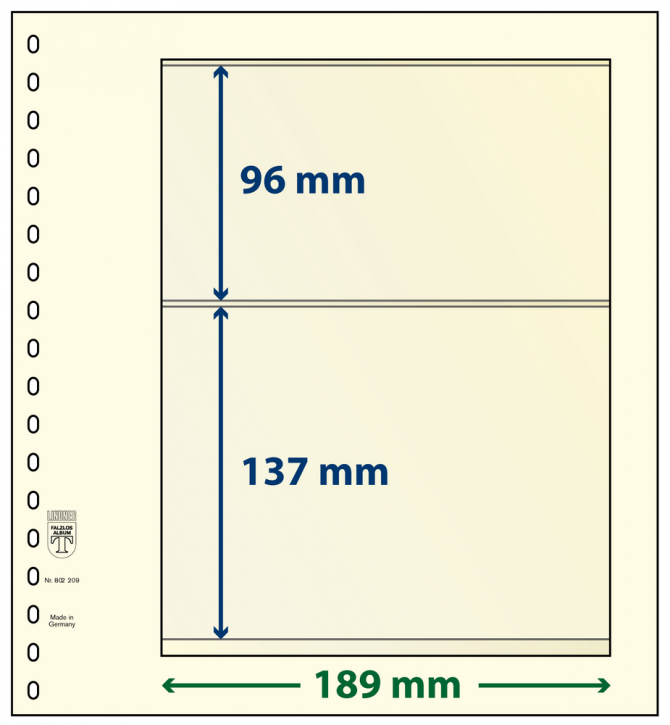 Lindner T-Blanko-Blätter mit 2 Streifen: 137 mm - 10er-Packung