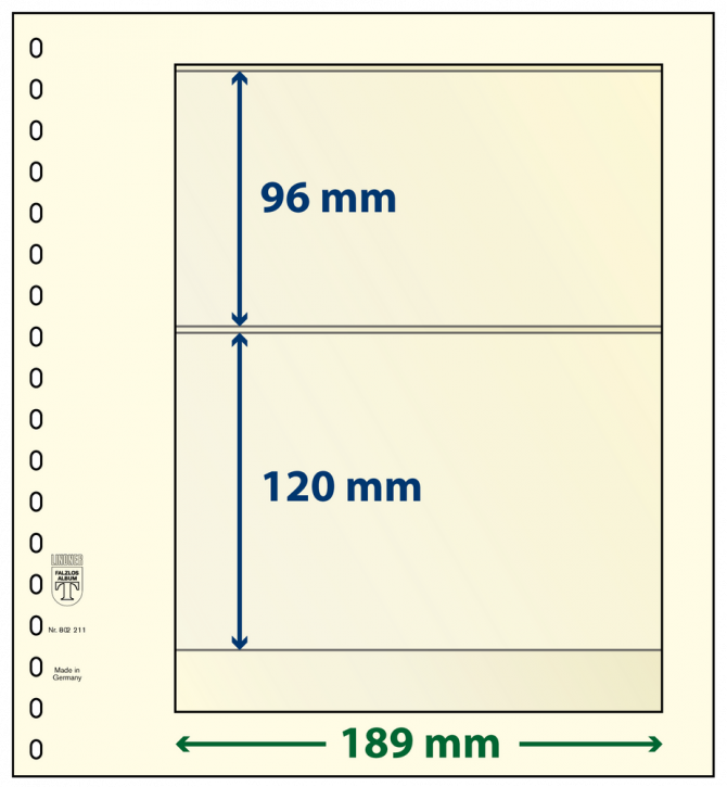 Lindner T-Blanko-Blätter mit 2 Streifen: 120 mm - 10er-Packung