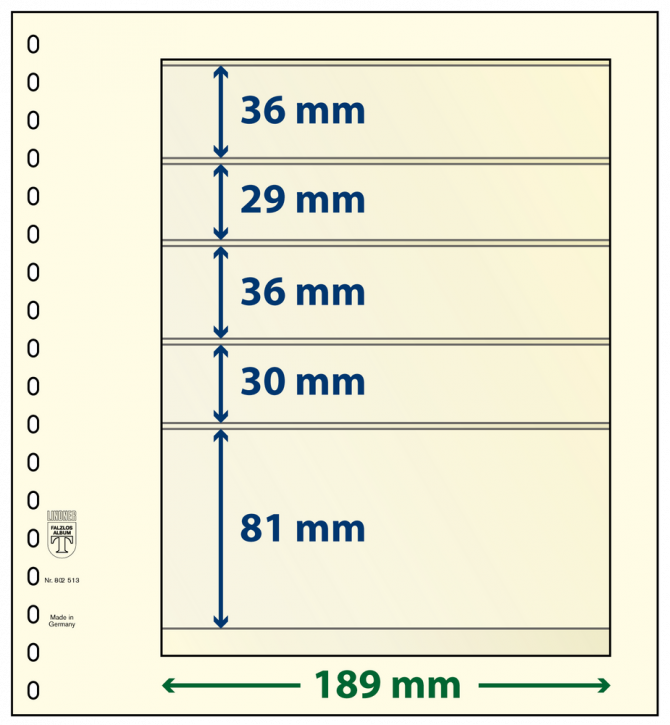 Lindner T-Blanko-Blätter mit 5 Streifen: 81 mm - 10er-Packung