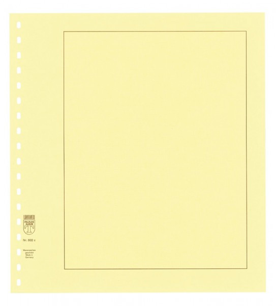Lindner Blanko-Blätter im LINDNER Blattformat 272mm x 296mm mit 18-Ring-Lochung, Gelber Albenkarton (mit aufgedrucktem, braunen Rahmen und Netzunterdruck., 10er-Packung