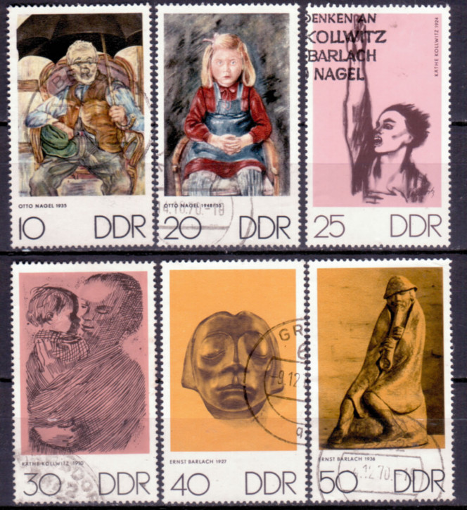Briefmarken DDR 1970, Mi.Nr. 1607-1612, Kunstwoche. Gestempelt