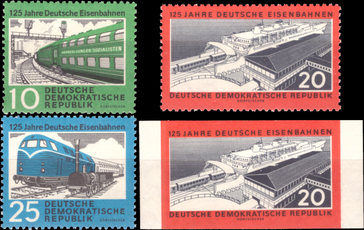 Briefmarken: DDR 1960, Mi.Nr. 804-806, 805B, 125. Jahre Deutsche Eisenbahnen, Postfrisch