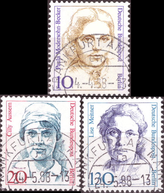 Briefmarken Berlin 1988, Mi.Nr. 806, 811-812, Freimarken: Frauen der deutschen Geschichte (III-IV). Gestempelt