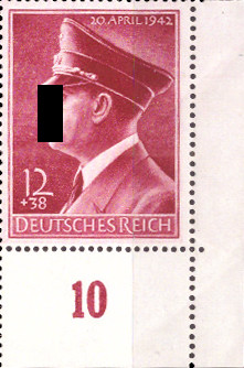 Briefmarken: Deutsches Reich 1942 Mi.Nr. 813 BE ur, Bogenecke unten rechts Geburtstag, Postfrisch