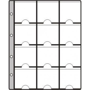 HARTBERGER Münzblätter mit 12 Feldern für 12 Münzrähmchen 50 x 50 mm - SUPER, 10er-Packung (LK 12 SUPER)