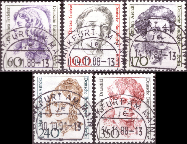 Briefmarken Berlin 1988, Mi.Nr. 824-828, Freimarken: Frauen der deutschen Geschichte (V). Gestempelt