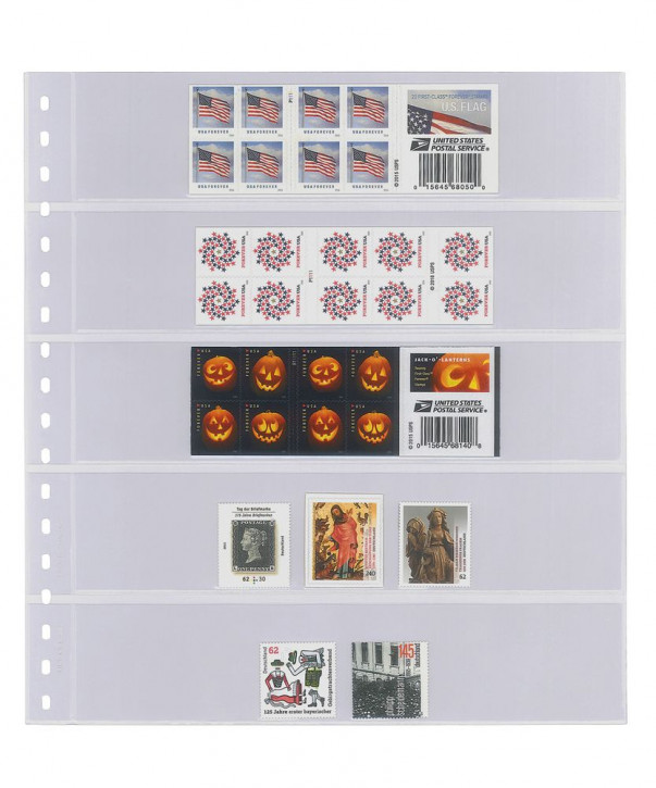 Lindner Klarsichthülle mit 5 Streifen (50 mm), mit schwarzem Zwischenblatt, 10er-Packung