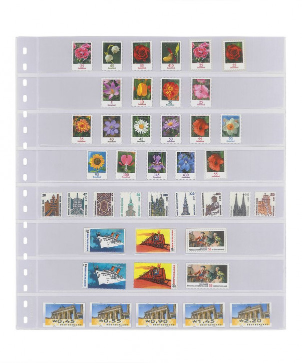 Lindner Klarsichthülle mit 8 Streifen (30 mm), mit schwarzem Zwischenblatt, 10er-Packung