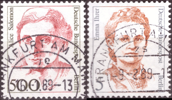 Briefmarken Berlin 1989, Mi.Nr. 830, 833, Freimarken: Frauen der deutschen Geschichte (VI-VII). Gestempelt