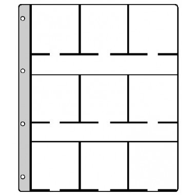 HARTBERGER Münzblätter mit 9 Feldern für 9 Münzrähmchen 67 x 67 mm - SUPER, 10er-Packung (GM 9)
