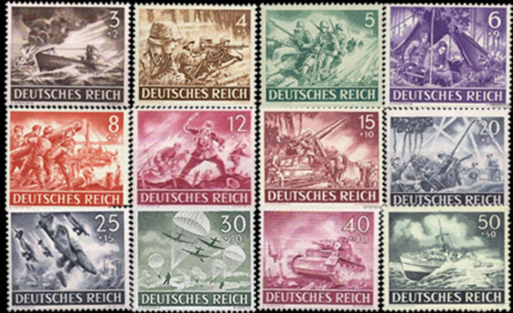 Briefmarken Deutsches Reich 1943, Mi.Nr. 831-842, Tag der Wehrmacht I, Postfrisch