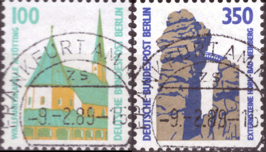 Briefmarken Berlin 1989, Mi.Nr. 834-835, Freimarken: Sehenswürdigkeiten (VI). Gestempelt
