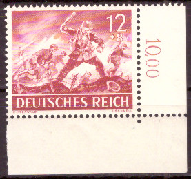 Briefmarken: Deutsches Reich 1943 Mi.Nr. 836 BE ur, Bogenecke unten rechts, Wehrmacht I, Postfrisch