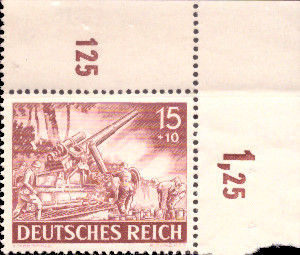 Briefmarken: Deutsches Reich 1943 Mi.Nr. 837 BE or, Bogenecke oben rechts, Wehrmacht I, Postfrisch