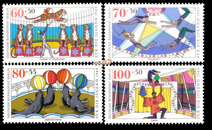 Briefmarken Berlin 1989, Mi.Nr. 838-841, Jugend: Zirkus. Postfrisch