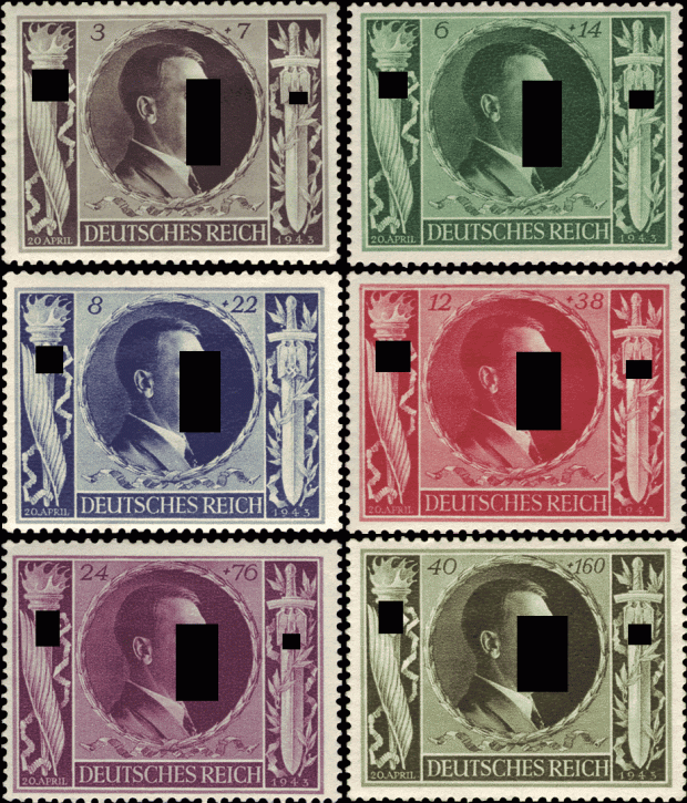 Briefmarken: Deutsches Reich 1943, Mi.Nr. 844-849, Postfrisch