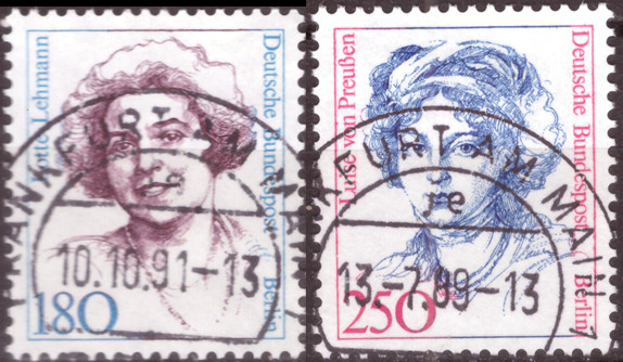 Briefmarken Berlin 1989, Mi.Nr. 844-845, Freimarken: Frauen der deutschen Geschichte (VIII). Gestempelt