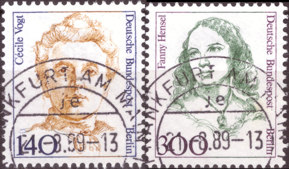 Briefmarken Berlin 1989, Mi.Nr. 848-849, Freimarken: Frauen der deutschen Geschichte (IX). Gestempelt