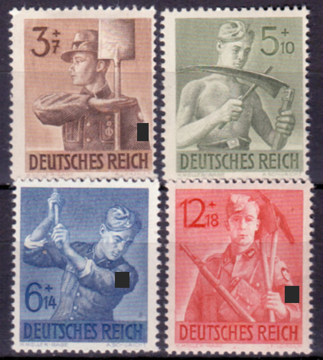Briefmarken Deutsches Reich 1943, Mi.Nr. 850-853, Arbeitsdienst, Postfrisch