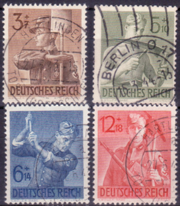Briefmarken Deutsches Reich 1943, Mi.Nr. 850-853, Arbeitsdienst, Gestempelt