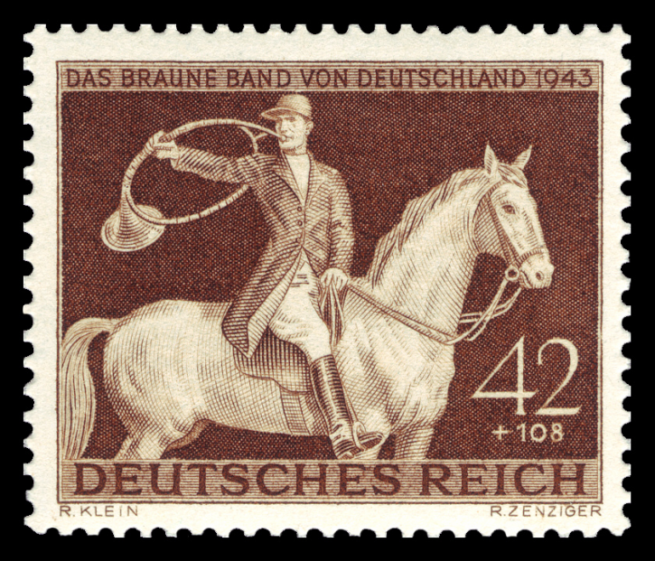 Briefmarken: Deutsches Reich 1943, Mi.Nr. 854, Galopprennen „Das Braune Band", Postfrisch