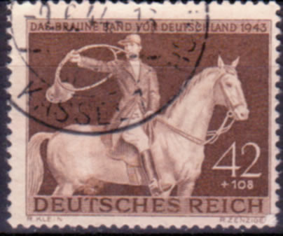 Briefmarken: Deutsches Reich 1943, Mi.Nr. 854, Galopprennen „Das Braune Band", Gestempelt