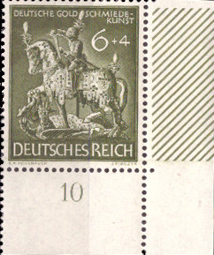 Briefmarken: Deutsches Reich 1943 Mi.Nr. 860 BE ur, Bogenecke unten rechts, Goldschmiedekunst, Postfrisch