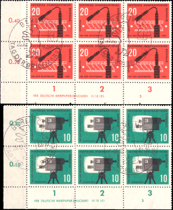 Briefmarken: DDR 1961 Mi. Nr. 861 DV-862 DV (Druckvermerk), Tag der Briefmarke, Ersttagssonderstempel Gestempelt