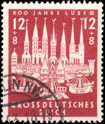 Briefmarken: Deutsches Reich 1943, Mi.Nr. 862, Lübeck, Gestempelt
