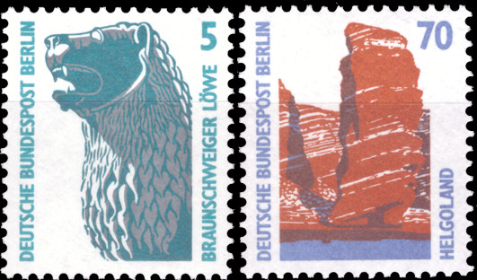Briefmarken Berlin 1990, Mi.Nr. 863, 874, Freimarken: Sehenswürdigkeiten (VII-VIII). Postfrisch