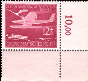 Briefmarken: Deutsches Reich 1944, Mi.Nr. 867 BE ur, Bogenecke unten rechts, Luftpostdienst, Postfrisch