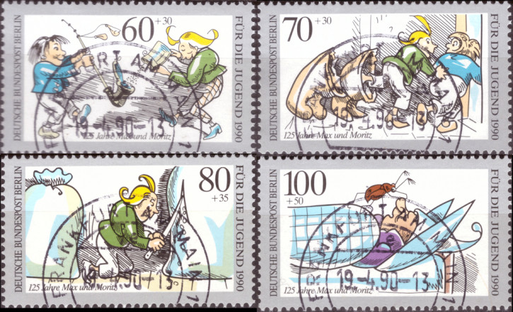 Briefmarken Berlin 1990: 868-871, Jugend: Max und Moritz. Gestempelt