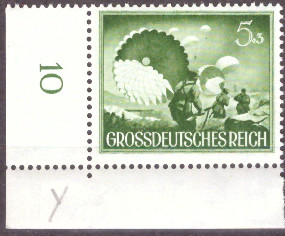 Briefmarken: Deutsches Reich 1944 Mi.Nr. 875 BE ul, Bogenecke unten links, Wehrmacht II, Postfrisch