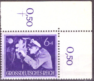Briefmarken: Deutsches Reich 1944 Mi.Nr. 876 BE or, Bogenecke oben rechts, Wehrmacht II, Postfrisch