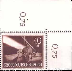 Briefmarken: Deutsches Reich 1944 Mi.Nr. 878 BE or, Bogenecke oben rechts, Wehrmacht II, Postfrisch