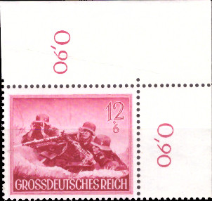 Briefmarken: Deutsches Reich 1944 Mi.Nr. 879 BE or, Bogenecke oben rechts, Wehrmacht II, Postfrisch
