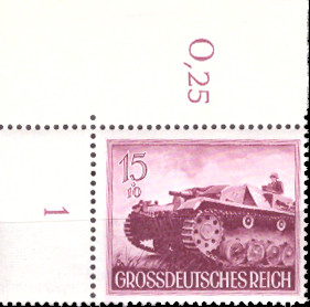 Briefmarken: Deutsches Reich 1944 Mi.Nr. 880 BE ol, Bogenecke oben links, Wehrmacht II, Postfrisch